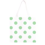 Polka Dots - Celadon Green on White Grocery Light Tote Bag