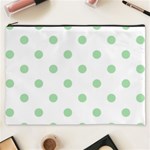 Polka Dots - Celadon Green on White Cosmetic Bag (XXXL)