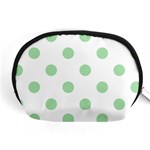 Polka Dots - Celadon Green on White Accessory Pouch (Medium)