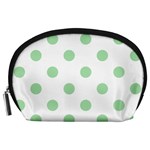 Polka Dots - Celadon Green on White Accessory Pouch (Large)