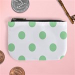 Polka Dots - Celadon Green on White Mini Coin Purse