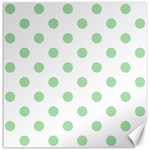 Polka Dots - Celadon Green on White Canvas 12  x 12 