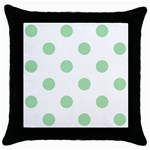Polka Dots - Celadon Green on White Throw Pillow Case (Black)