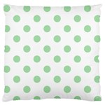 Polka Dots - Celadon Green on White Large Flano Cushion Case (Two Sides)