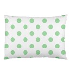 Polka Dots - Celadon Green on White Pillow Case (Two Sides)