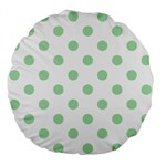 Polka Dots - Celadon Green on White Large 18  Premium Flano Round Cushion