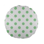 Polka Dots - Celadon Green on White Standard 15  Premium Round Cushion