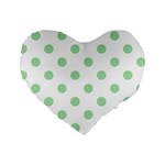 Polka Dots - Celadon Green on White Standard 16  Premium Heart Shape Cushion