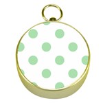 Polka Dots - Celadon Green on White Gold Compass