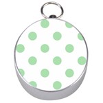 Polka Dots - Celadon Green on White Silver Compass