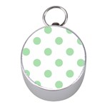 Polka Dots - Celadon Green on White Silver Compass (Mini)