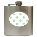 Polka Dots - Celadon Green on White Hip Flask (6 oz)