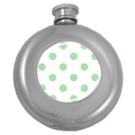Polka Dots - Celadon Green on White Hip Flask (5 oz)