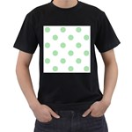 Polka Dots - Celadon Green on White Men s T-Shirt (Black)