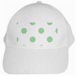 Polka Dots - Celadon Green on White White Cap