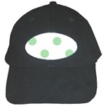 Polka Dots - Celadon Green on White Black Cap
