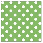 Polka Dots - White on Dollar Bill Green Large Satin Scarf (Square)