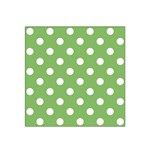 Polka Dots - White on Dollar Bill Green Satin Bandana Scarf