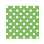 Polka Dots - White on Dollar Bill Green Small Satin Scarf  (Square)