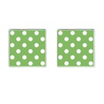 Polka Dots - White on Dollar Bill Green Cufflinks (Square)
