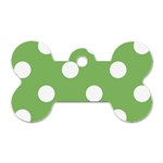 Polka Dots - White on Dollar Bill Green Dog Tag Bone (Two Sides)