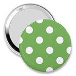 Polka Dots - White on Dollar Bill Green 3  Handbag Mirror