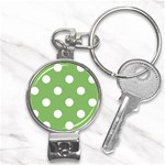 Polka Dots - White on Dollar Bill Green Nail Clippers Key Chain
