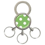 Polka Dots - White on Dollar Bill Green 3-Ring Key Chain