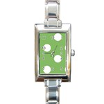 Polka Dots - White on Dollar Bill Green Rectangle Italian Charm Watch