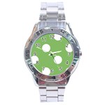 Polka Dots - White on Dollar Bill Green Stainless Steel Analogue Watch