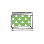 Polka Dots - White on Dollar Bill Green Italian Charm (9mm)