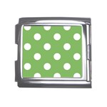 Polka Dots - White on Dollar Bill Green Mega Link Italian Charm (18mm)
