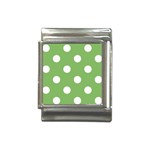 Polka Dots - White on Dollar Bill Green Italian Charm (13mm)