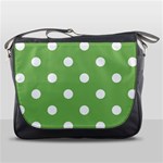 Polka Dots - White on Dollar Bill Green Messenger Bag