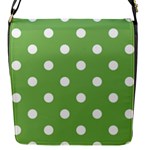 Polka Dots - White on Dollar Bill Green Flap Closure Messenger Bag (S)