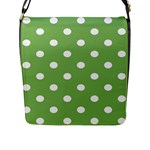 Polka Dots - White on Dollar Bill Green Flap Closure Messenger Bag (L)