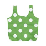 Polka Dots - White on Dollar Bill Green Full Print Recycle Bag (M)