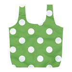 Polka Dots - White on Dollar Bill Green Full Print Recycle Bag (L)