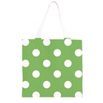 Polka Dots - White on Dollar Bill Green Grocery Light Tote Bag