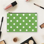 Polka Dots - White on Dollar Bill Green Cosmetic Bag (M)