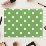 Polka Dots - White on Dollar Bill Green Cosmetic Bag (XL)