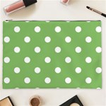 Polka Dots - White on Dollar Bill Green Cosmetic Bag (XXL)