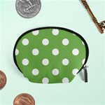 Polka Dots - White on Dollar Bill Green Accessory Pouch (Small)