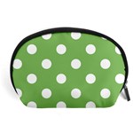 Polka Dots - White on Dollar Bill Green Accessory Pouch (Large)