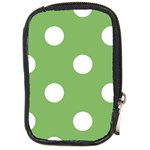 Polka Dots - White on Dollar Bill Green Compact Camera Leather Case