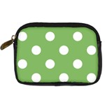 Polka Dots - White on Dollar Bill Green Digital Camera Leather Case