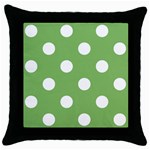 Polka Dots - White on Dollar Bill Green Throw Pillow Case (Black)