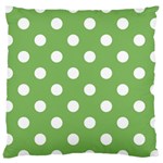Polka Dots - White on Dollar Bill Green Large Cushion Case (One Side)