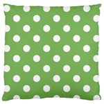 Polka Dots - White on Dollar Bill Green Large Flano Cushion Case (Two Sides)