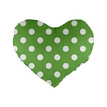 Polka Dots - White on Dollar Bill Green Standard 16  Premium Heart Shape Cushion